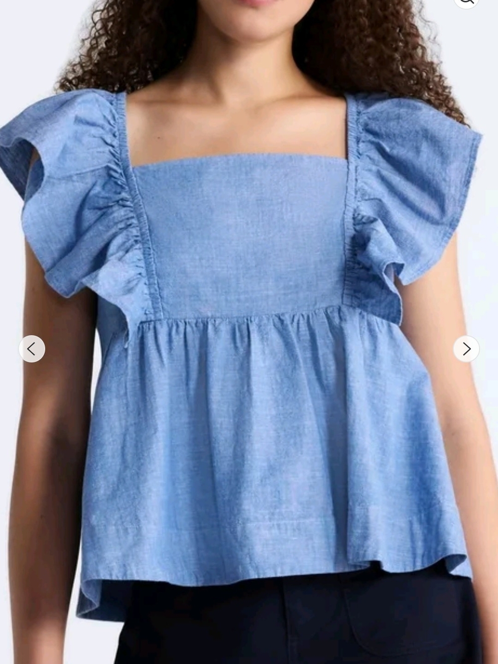 Square-Neck Ruffle-Sleeve Women's Camisole in Light Blue